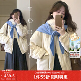 茵曼2025冬季女装新款三防毛绒领工装羽绒服高充绒量鸭绒保暖外套 暖杏色 L 168-172cm /121-130斤