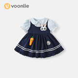 凡猎VOONLIE女童连衣裙夏装洋气儿童兔子警官甜美公主裙宝宝周岁礼服夏季