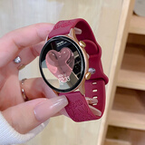 SAE智能手表女生高颜值蓝牙通话消息提醒多运动电子表多功能计步闹钟防水运动手表适用于ios安卓手机 浮雕玫瑰-酒红 蓝牙通话+消息提醒等多功能