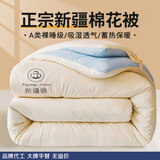曼克顿（MANKEDUN）A类正宗新疆棉花被子棉花被芯无异味加厚单双人家用宿舍春秋冬被 白蓝【真A类-正宗新疆棉花被】 180x220cm约6斤【春秋被】
