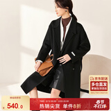 尚都比拉冬季毛呢外套百搭气质100%羊毛双排扣双面呢大衣女 黑色 XL 