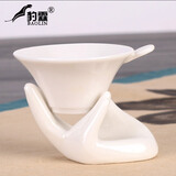 豹霖 茶漏汝窑茶漏功夫茶具配件茶叶滤茶器 陶瓷冰裂过滤网器 陶瓷茶漏-佛手+白瓷茶滤