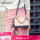 红谷女士包包链条包撞色单肩手提丝巾包牛皮斜挎包 情人节送女友