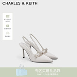 CHARLES&KEITH缎面蝴蝶结尖头高跟凉鞋女生日礼物女神节礼物送女友CK1-60361556 Light Grey浅灰色 37