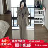 GARNUO灰色小西装外套女两件套装2026春秋新款小个子高级感宽松休闲西服 奶茶灰套装【西装+裤子】 M 【111-120斤】