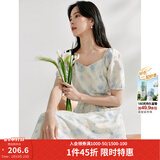 茵曼（INMAN）法式碎花高级感2025夏女新款休闲中长吊带连衣裙子 月蓝连衣裙-18424791 S