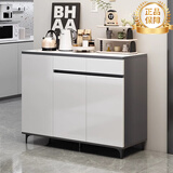 亿家木轻奢餐边柜碗柜客厅靠墙收纳柜多功能储物柜现代简约茶水柜酒柜 【豪华加宽】三门两抽90*40*88CM 自行组装