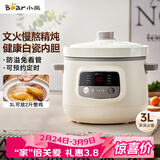 小熊（Bear）电炖锅 电炖盅 煲汤锅 炖汤锅 白瓷炖锅3-4个人用陶瓷全自动煮粥锅 直炖电炖锅 DDG-D30H5 3L