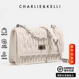 CHARLIE&KELLI CK品牌女包官方轻奢菱格链条包小香风百搭斜挎包小&CK包包女款 米白【联系客服顺丰包邮】