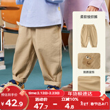 嘟嘟家宝宝休闲裤春秋男童工装裤春装女童裤子儿童长裤潮 卡其色 110