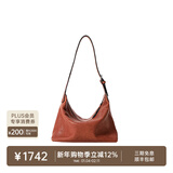 裘真情人节礼物【明星同款】植鞣胎牛皮腋下经典hobo包通勤真皮女包 栗木色-小号(胎牛皮版)售罄不预售 小包/大包