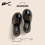 回力乐福鞋女鞋2026新款春夏英伦风法式百搭jk裙子黑色一脚蹬小皮鞋女 黑色【亮面复古C扣】 39