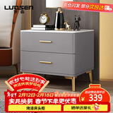 罗森（LUOSEN）床头柜现代简约岩板烤漆床边柜置物收纳柜 浅灰