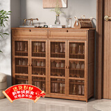 安尔雅新中式鞋柜门口简易鞋架家用收纳透气大容量多层玄关柜 四门带抽