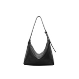 裘真【明星推荐】经典hobo包植鞣牛皮腋下通勤休闲饺子女包 黑色-小号（羊皮） 小包/大包