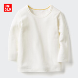 优衣库婴幼儿宝宝HEATTECH棉混纺圆领T恤/长袖保暖衣秋衣478444 01 乳白色 100