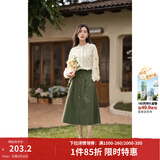 茵曼（INMAN）衬衣女士2026年春夏新款女装高级感洋气立领绣花边新疆棉衬衫 浅杏色 XL