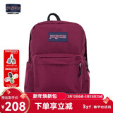 JANSPORT杰斯伯书包轻便双肩包男女旅行包简约背包电脑包学生校园 4QUT04S深紫酒红-侧边袋