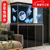 森森（SUNSUN）大型鱼缸底过滤水族箱客厅家用落地玻璃生态金鱼缸 【实时温显+灯控】经典黑 1米长35cm宽