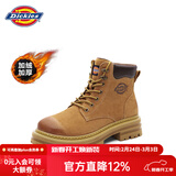 Dickies女士马丁靴高帮时尚情侣靴百搭工装靴女 土黄-加绒 女款-37 