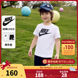 NIKE 3BRAND耐克男女童纯棉短袖T恤+短裤2件套装夏季新款儿童短袖套装 正黑色 130 /64 【建议身高116-122cm】