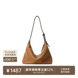 裘真情人节礼物【明星推荐】经典hobo包植鞣牛皮腋下通勤休闲饺子女包 大象灰-小号 小包/大包