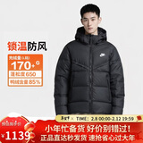 耐克NIKE男冬季短款连帽羽绒服 运动防寒外套 WR系列FB8178-010黑S