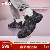 FILA 斐乐猫爪鞋4代女鞋老爹鞋情侣运动鞋复古时尚休闲鞋网面透气 【男款】黑-BK 40.5