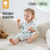 贝肽斯婴儿衣服夏季薄款连体衣新生儿宝宝短袖竹棉纱布哈衣睡衣