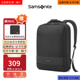 新秀丽（Samsonite）男士双肩包 15.6英寸电脑包 超轻商务背包职场通勤出差高端旅行包 黑色（净重640g） 可容纳15.6英寸电脑