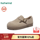 热风加绒勃肯鞋女士秋冬新款居家通勤厚底百搭气质保暖一脚蹬休闲女鞋 09灰色 38