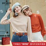 深呼吸女装烟管领金属扣泡泡袖可机洗100%纯羊毛针织衫女A301328 沙白 M (3)