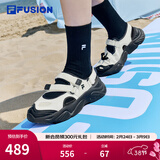 斐乐（FILA）FUSION斐乐玛丽珍凉鞋女鞋新款凉拖魔术贴海螺沙滩鞋 微白/黑-WB 37.5