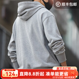 马登工装美式复古连帽卫衣男纯色休闲上衣秋季男装外套男士运动帽衫 灰色 L