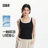 森马（Semir）背心女夏短款U领凉感紧身无袖撞色内搭气质叠穿上衣101325102001