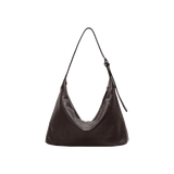 裘真【明星推荐】经典hobo包植鞣牛皮腋下通勤休闲饺子女包 咖啡色-大号（羊皮） 小包/大包