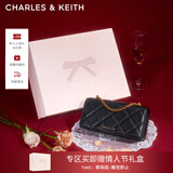 CHARLES&KEITH质感菱格链条小方钱包女包包女包生日礼物情人节礼物CK6-10680924 Black黑色 XS