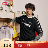李宁短袖T恤宽松男女同款棉质圆领足球元素运动上衣AHSU657