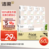 洁柔手帕纸 粉Face4层8片12包*5条纸巾小包经典无香柔韧 整箱销售