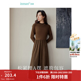 茵曼（INMAN）2025秋冬女装新款灯芯绒连衣裙新品长袖休闲针织礼服中长裙子 咖啡色 S