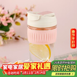 乐扣乐扣（LOCK&LOCK）咖啡杯耐热玻璃水杯子男女学生便携式双饮吸管杯随手杯500ML粉色