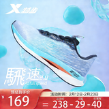 特步（XTEP）飞速跑鞋男鞋春夏正品透气网面跑步鞋子男款缓震专业训练运动鞋男 兰绿0002-飞速 43