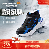 Skechers斯凯奇儿童秋冬休闲男女童二棉鞋轻质加绒保暖靴405222L/302583L 男童/黑色/宝蓝色/BKRY 34