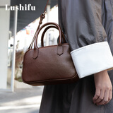 鹿师傅真皮保龄球包2026年新款植鞣牛皮宽宽包高级感通勤女士包包 疯马皮-小鹿挂件