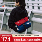 ACROSS邮差包男士斜挎包上班通勤包学生大容量单肩包旅行挎包女相机包包 红蓝加大版