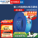 正泰（CHNT）阻燃电线BV2.5/4/6平方单股铜芯电线 电缆线国标电源线家用铜芯线 蓝色零线BV4  100米