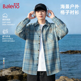 班尼路（Baleno）简约长袖衬衫男款2026新款春秋时尚潮牌复古格子衬衣青少年外套男