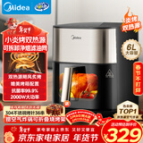 美的（Midea）小炎烤空气炸锅蒸烤一体上下双热源免翻面 可视窗口家用智能大容量6L金属内腔蒸汽嫩炸烤箱KZC6054