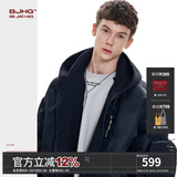 BJHG【解体】不计后果美式羽绒服男冬季潮牌情侣假两件宽松棒球服外套 炭黑色 M 130-150斤