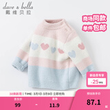 戴维贝拉（DAVE＆BELLA）女童毛衣半边绒儿童针织衫女春季幼儿线衣小童春装幼童线衫打底衫 粉色 90 cm（建议身高80-90cm）